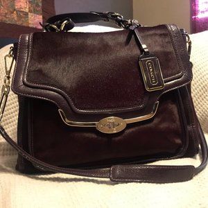 Coach Sadie Flap Black Violet Purple Handbag